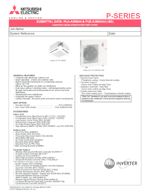 Mitsubishi Electric Ceiling Cassette Heat Pump System Submittal Form