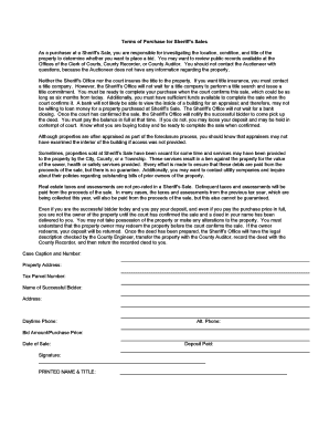 Terms of Purchase for Sheriff’s Sales