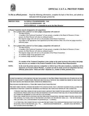 U.S.T.A. Protest Form
