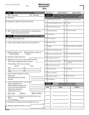 Mississippi Schedule K-1 Form