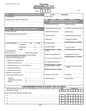 Mississippi Schedule K-1 Form