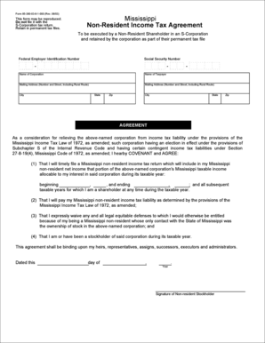 Mississippi Non-Resident Income Tax Agreement