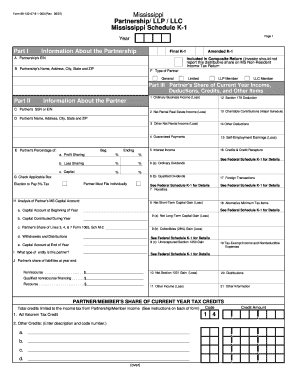 Mississippi Schedule K-1 Form