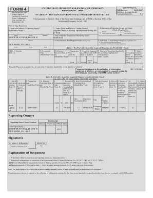 Form 4 Statement of Changes in Beneficial Ownership