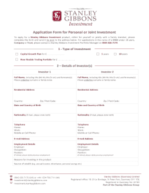 Stanley Gibbons Investment Application Form
