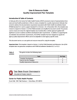 User & Resource Guide Quality Improvement Plan Template - cph osu