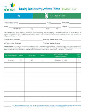 4-H Livestock Ownership Verification Affidavit