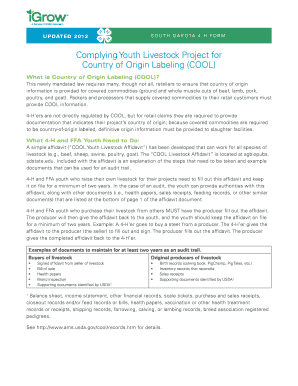 COOL Youth Livestock Affidavit