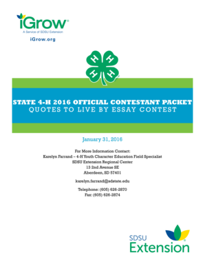 South Dakota 4-H Quotes to Live By Essay Contest