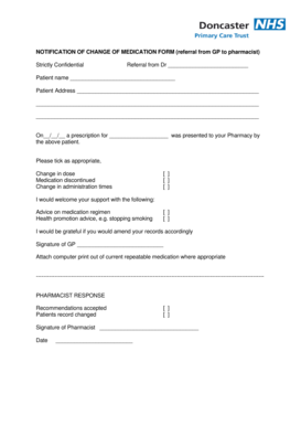 Notification of Change of Medication Form