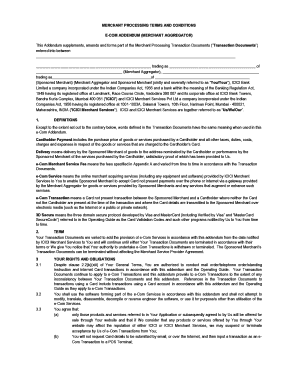 Merchant Processing Terms and Conditions Addendum