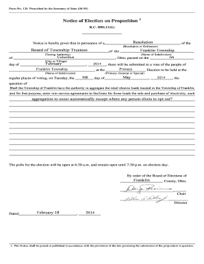 Ohio Notice of Election on Proposition