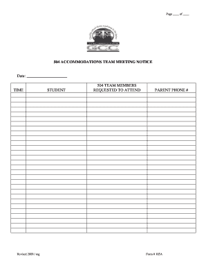 504 Accommodations Team Meeting Notice