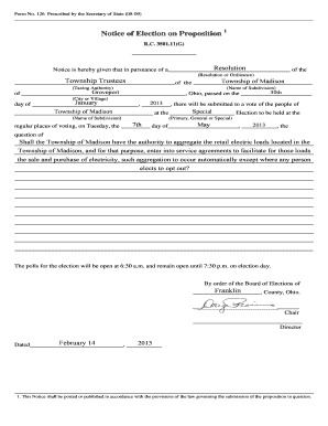 Notice of Election on Proposition