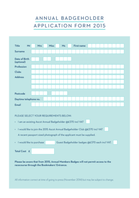 Ascot Annual Badge Application Form