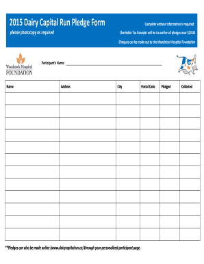 Dairy Capital Run Pledge Form