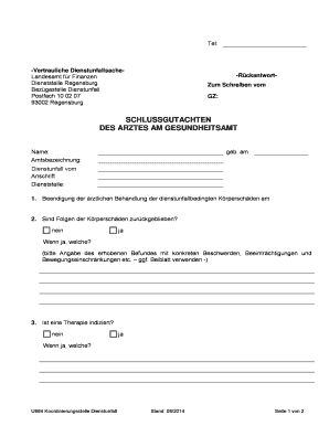 Schlussgutachten des Arztes am Gesundheitsamt
