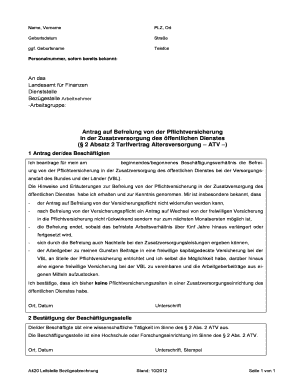 Antrag auf Befreiung von der Pflichtversicherung