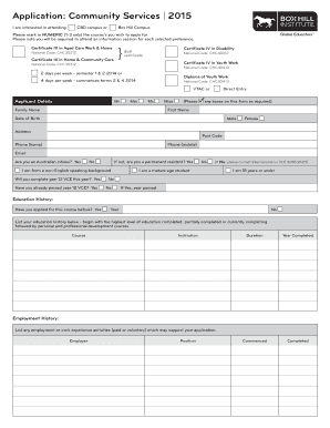 Community Services Application Form