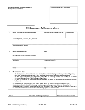 Erklärung zum Zahlungsverfahren