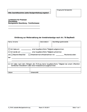 Erklärung zur Weiterzahlung der Anwärterbezüge