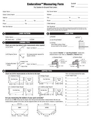 Custom In-Ground Pool Liner Measurement Form
