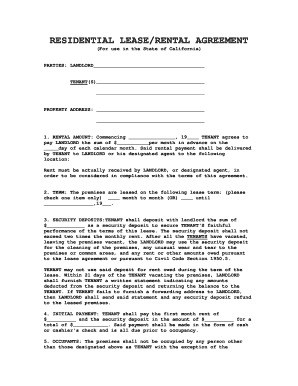 California Residential Lease Agreement