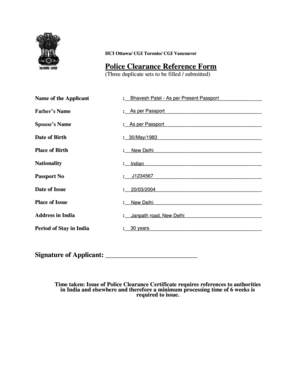 Fillable Online Police Clearance Reference Form Fax Email Print Pdffiller Fillable Online Police Clearance Reference Form Fax Email Print Pdffiller