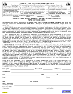 American Canoe Association Membership Form