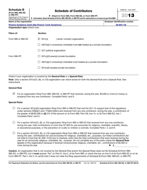 Schedule B Form 990 Contributors