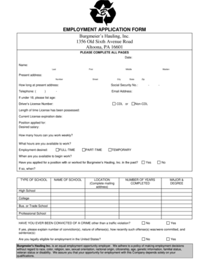 Employment Application Form