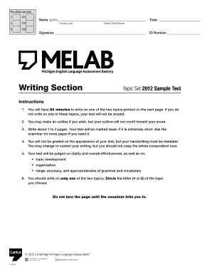 MELAB Writing Section Sample Test