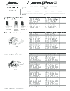 Arrow Lock Order Form