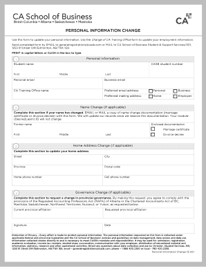 Personal Information Change Form