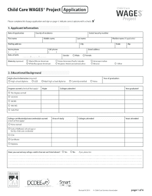 Child Care WAGE$ Project Application
