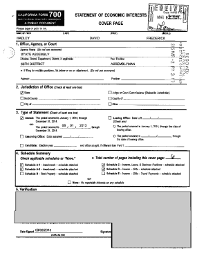 California Form 700 Statement of Economic Interests