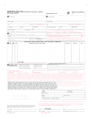 UPS Freight Straight Bill of Lading