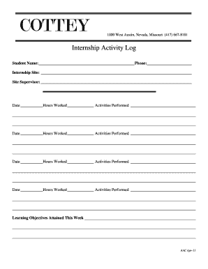 Internship Activity Log Form