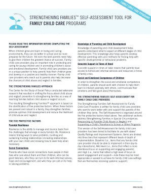 Strengthening Families Self-Assessment Tool for Family Child Care Programs