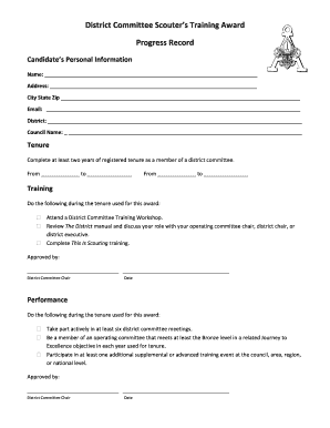 Scouter's Training Award Application Form