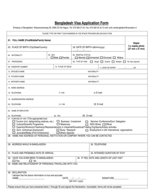 Bangladesh Visa Application Form