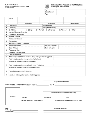Philippines Non-Immigrant Visa Application