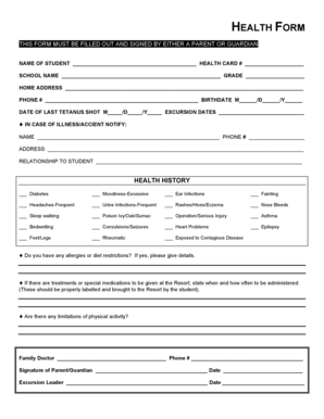Student Health Form