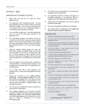 VITEEE 2012 Application Form