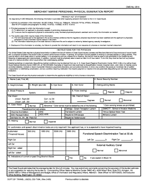 Merchant Marine Personnel Physical Examination Report