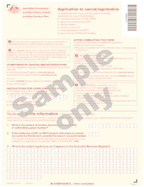 Australian Business Registration Cancellation Form