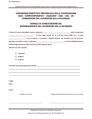 Verbale di consultazione del rappresentante dei lavoratori per la sicurezza