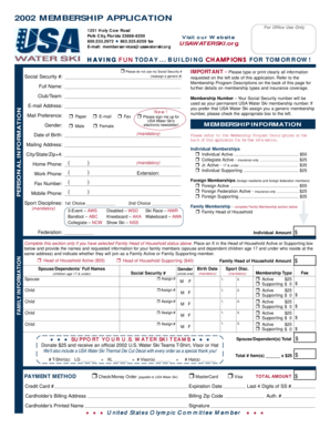 USA Water Ski Membership Application