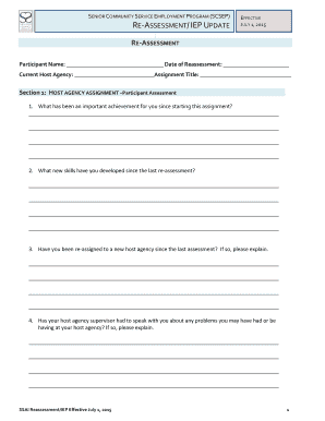 Senior Community Service Employment Program Reassessment Form