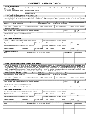 Consumer Loan Application Form